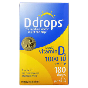 Ddrops Liquid Vitamin D3 1000 IU 0.17 fl oz (5 ml) 851228000057