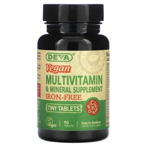 Deva Vegan Multivitamin & Mineral Supplement Iron-Free 90 Tiny Tablets 895634000423