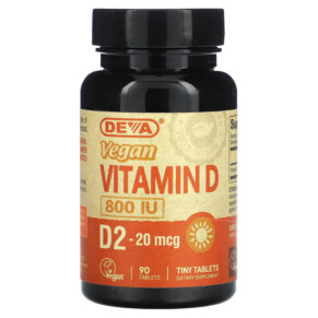 Deva Vegan Vitamin D2 20 mcg (800 IU) 90 Tablets 895634000270