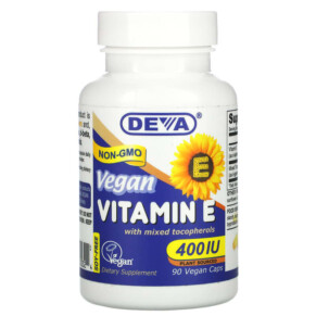 Deva Vegan Vitamin E with Mixed Tocopherols Soy-Free 400 IU 90 Vegan Caps 895634000324