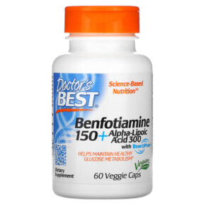 Doctor's Best Benfotiamine 150 + Alpha-Lipoic Acid 300 60 Veggie Caps 753950002517