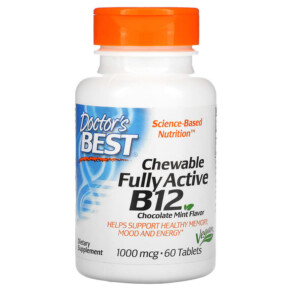 Doctor's Best Chewable Fully Active B12 Chocolate Mint 1.000 mcg 60 Tablets 753950003286