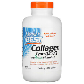 Doctor's Best Collagen Types 1 and 3 with Peptan and Vitamin C 1.000 mg 540 Tablets 753950003583