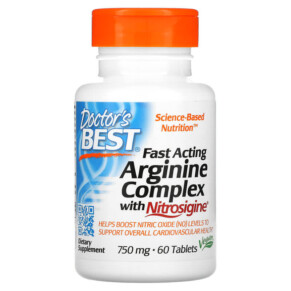 Doctor's Best Fast Acting Arginine Complex with Nitrosigine 750 mg 60 Tablets 753950004061