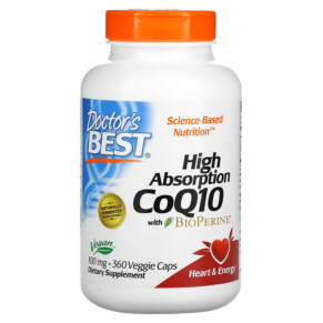 Doctor's Best High Absorption CoQ10 with BioPerine 100 mg 360 Veggie Caps 753950004054