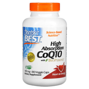 Doctor's Best High Absorption CoQ10 with BioPerine 400 mg 180 Veggie Caps 753950003323