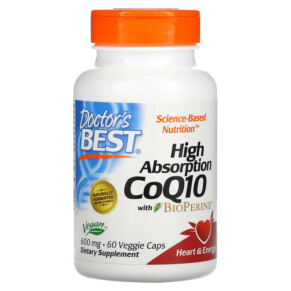 Doctor's Best High Absorption CoQ10 with BioPerine 600 mg 60 Veggie Caps 753950002647