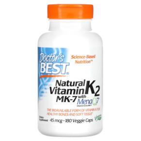 Doctor's Best Natural Vitamin K2 MK-7 with MenaQ7 45 mcg 180 Veggie Caps 753950003569