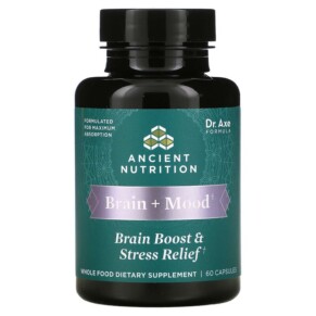 Dr. Axe / Ancient Nutrition Brain + Mood Brain Boost & Stress Relief 60 Capsules 816401025555