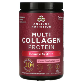 Dr. Axe / Ancient Nutrition Multi Collagen Protein Beauty Within Guava Passionfruit 9.74 oz (276 g) 816401024480