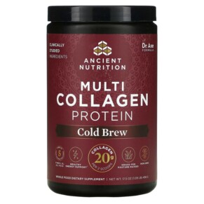 Dr. Axe / Ancient Nutrition Multi Collagen Protein Cold Brew 1.09 lb (496 g) 816401022516