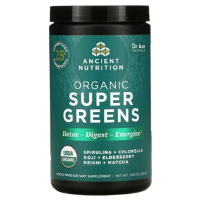 Dr. Axe / Ancient Nutrition Organic Super Greens 7.05 oz (200 g) 816401025616