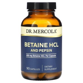 Dr. Mercola Betaine HCL and Pepsin 650 mg 90 Capsules 810094211745
