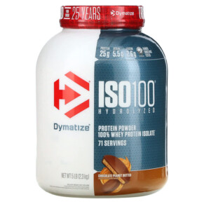 Dymatize ISO100 Hydrolyzed 100% Whey Protein Isolate Chocolate Peanut Butter 5 lb (2.3 kg) 705016353552