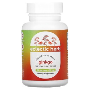 Eclectic Institute Freeze Dried Fresh Ginkgo 450 mg 90 Veg Caps 023363309160