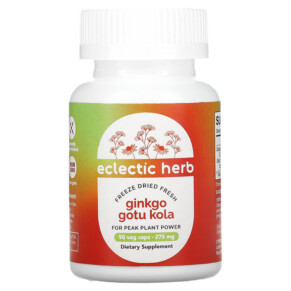 Eclectic Institute Freeze Dried Fresh Ginkgo Gotu Kola 275 mg 90 Veg Caps 023363319039