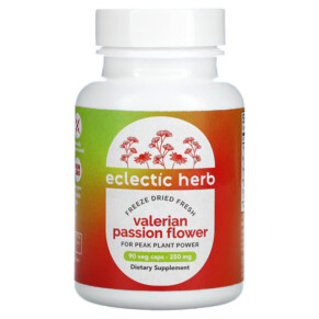 Eclectic Institute Freeze Dried Fresh Valerian Passion Flower 250 mg 90 Veg Caps 023363319008