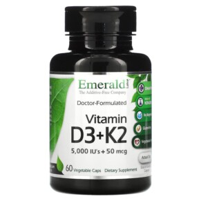 Emerald Laboratories Vitamin D3 + K2 60 Vegetable Caps 743650003631