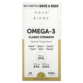 Enzymedica Aqua Biome Omega-3 Classic Strength Lemon 600 mg 60 Softgels 670480100103