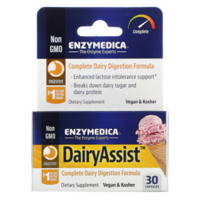 Enzymedica DairyAssist 30 Capsules 670480140505
