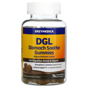 Enzymedica DGL Stomach Soothe Gummies German Chocolate 74 Vegan Gummies 670480201275