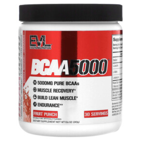 EVLution Nutrition BCAA 5000 Fruit Punch 8.6 oz (243 g) 818901022706