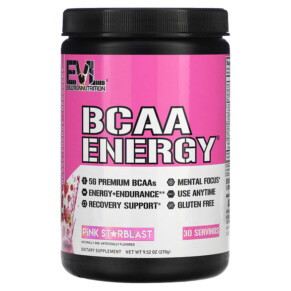 EVLution Nutrition BCAA ENERGY Pink Starblast 9.52 oz (270 g) 818901021945
