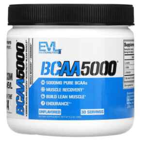 EVLution Nutrition BCAA5000 Unflavored 5.000 mg 5.3 oz (150 g) 818901028159