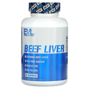 EVLution Nutrition Beef Liver 750 mg 120 Capsules 818901027992