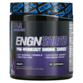 EVLution Nutrition ENGN Shred Pre-Workout Engine Shred Grape 7.8 oz (222 g) 818901024588