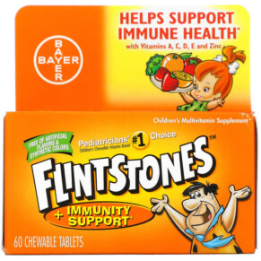 Flintstones Children's Multivitamin Supplement + Immunity Support Fruit 60 Chewable Tablets 016500086192