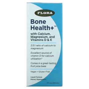 Flora Bone Health+ with Calcium Magnesium and Vitamins D & K Liquid 8 fl oz (236 ml) 061998647509