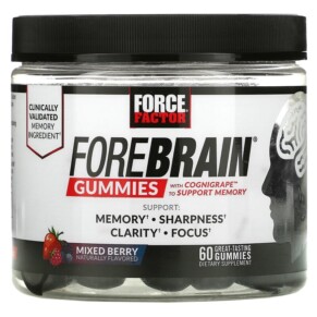 Force Factor Forebrain Gummies Memory Support Mixed Berry 60 Gummies 818594015429