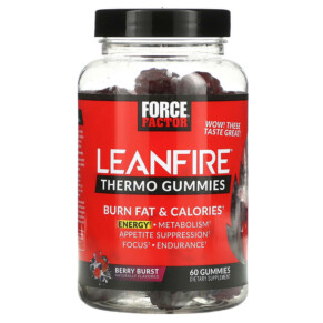 Force Factor Leanfire Thermo Fat Burner Gummies Berry Blast 60 Gummies 818594017027