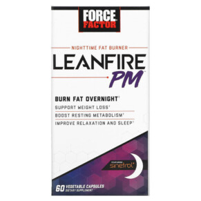 Force Factor Nighttime Fat Burner Leanfire PM 60 Vegetable Capsules 818594015405