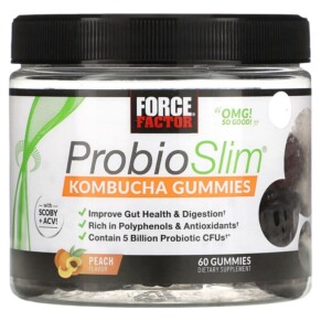 Force Factor ProbioSlim Kombucha Gummies Peach 60 Gummies 818594017225