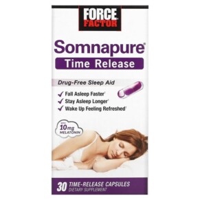 Force Factor Somnapure Time Release Melatonin 10 mg 30 Time-Release Capsules 818594015191