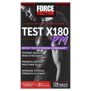 Force Factor Test X180 PM Nighttime Testosterone Booster 120 Tablets 818594016877