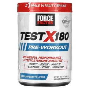 Force Factor TestX180 Preworkout Blue Raspberry 14.8 oz (420 g) 818594019038