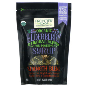 Frontier Co-op Organic Elderberry & Herbal Blend For Making Syrup Strength Blend 4.23 oz (120 g) 089836310859