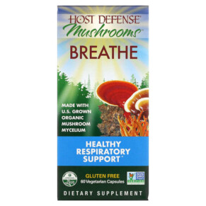 Fungi Perfecti Host Defense Host Defense Mushrooms Breathe Healthy Respiratory Support 60 Vegetarian Capsules 633422038520
