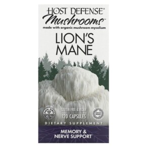 Fungi Perfecti Host Defense Host Defense Mushrooms Lion's Mane Memory & Nerve Support 120 Capsules 633422031637