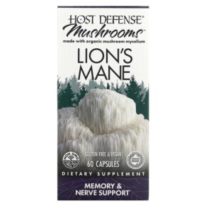 Fungi Perfecti Host Defense Host Defense Mushrooms Lion's Mane Memory & Nerve Support 60 Capsules 633422031620