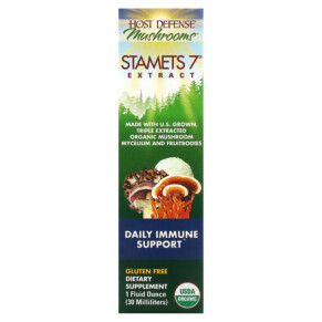 Fungi Perfecti Host Defense Host Defense Mushrooms Stamets 7 Extract Daily Immune Support 1 fl oz (30 ml) 633422057019