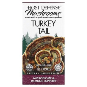 Fungi Perfecti Host Defense Host Defense Mushrooms Turkey Tail Immune Support 120 Vegetarian Capsules 633422027333