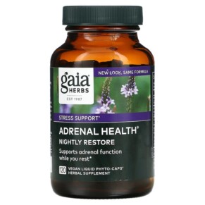 Gaia Herbs Adrenal Health Nightly Restore 120 Vegan Liquid Phyto-Caps 751063149396