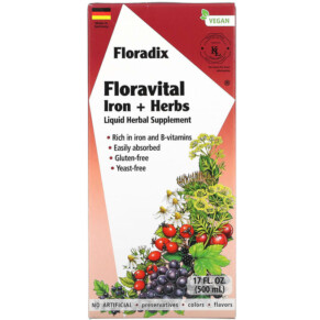 Gaia Herbs Floradix Floravital Iron + Herbs 17 fl oz (500 ml) 850026260137