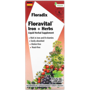 Gaia Herbs Floradix Floravital Iron + Herbs 8.5 fl oz (250 ml) 850026260120