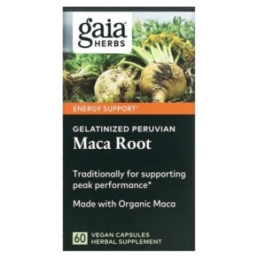 Gaia Herbs Gelatinized Peruvian Maca Root 60 Vegan Capsules 751063997539
