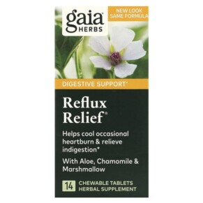 Gaia Herbs Reflux Relief 14 Chewable Tablets 751063996174